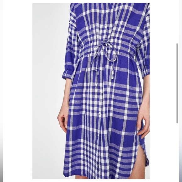 Zara Woman Blue Plaid Dress X-Large - Picture 14 of 15